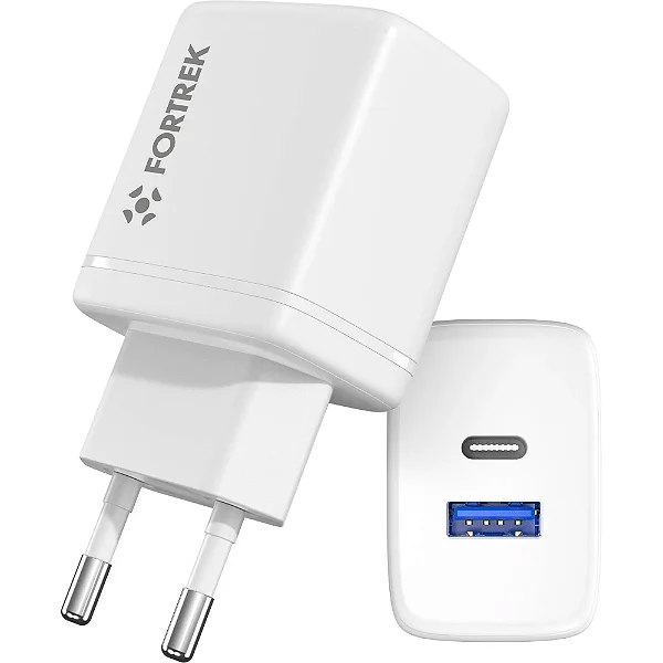 Carregador de celular Universal DUAL USB-C e USB-A Fortrek FK 110B