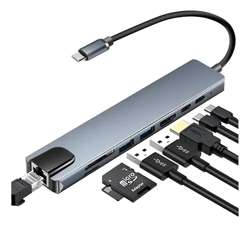 Adaptador USB-C 8IN1 Rede/VGA/HDMI/USB  (AT-TPC-8IN1 SHINKA)