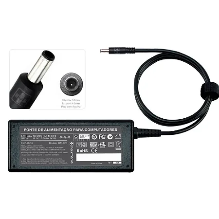 Fonte para Notebook Dell 19.5V 3.34a 4.5x3.0mm - compativel Dell