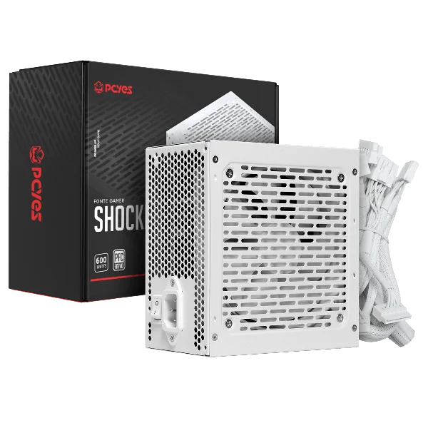 Fonte Gamer Pcyes Shocker 600W White Ghost 80 Plus Standard - Pf600Shwg