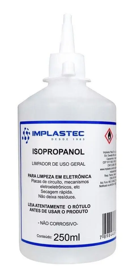 Alcool Isopropilico 250ML com Bico Implastec