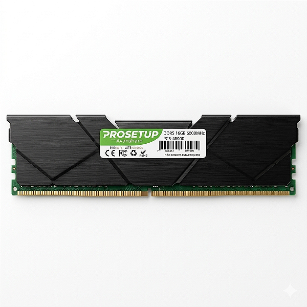 Memoria para Desktop DDR5 16GB 6000MHz PC5 44800 com Dissipador Preto Prosetup