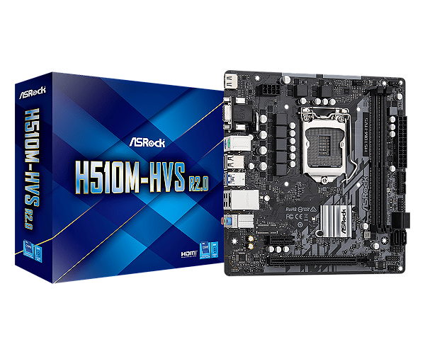Placa Mae Intel LGA1200 AsRock H510M-HVS, 11ªG, DDR4, Usb 3.0, Hdmi, Vga