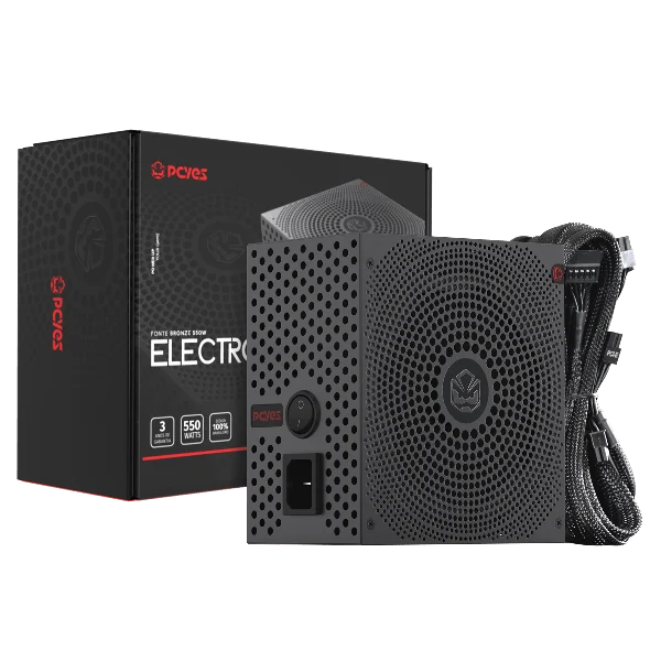 Fonte Gamer Pcyes Electro V2 550W Black Vulcan 80 Plus Bronze - Elecv2Pto550W