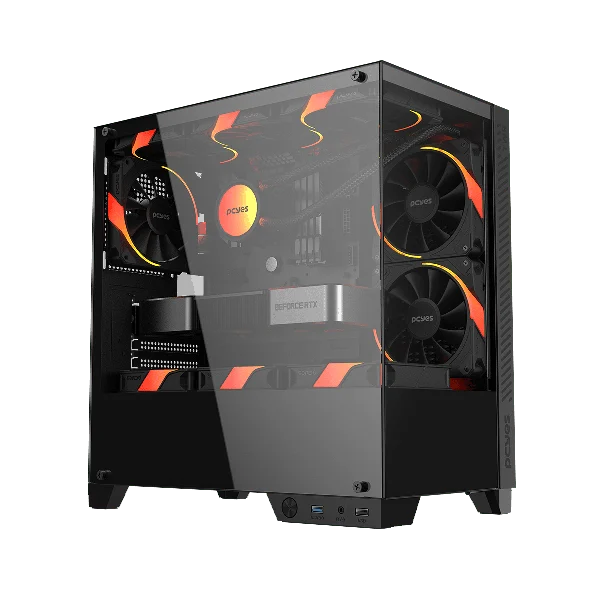 Gabinete Gamer Pcyes Forcefield Twr Black Vulcan - Gfftwrbv