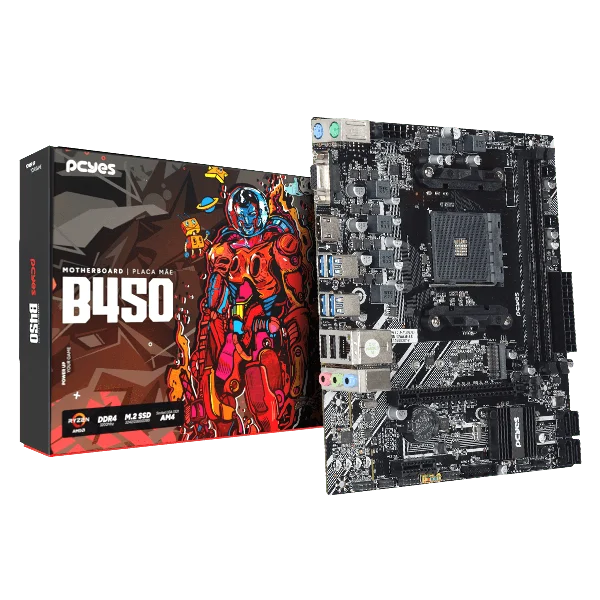 Placa Mae AMD (AM4 )Pcyes B450 2Xddr4 (Max 64Gb) M.2 Nvme 4Xusb 3.0 2Xusb 2.0 Rede 1000 Hdmi/Vga M-Atx - Pcyb450-Rz564