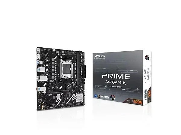 Placa Mae AMD (AM5) Asus Prime A620AM-K, DDR5, M.2, Usb 3.2, Hdmi, Vga