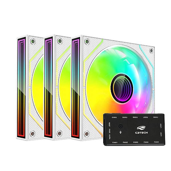 Cooler 120X120X25mm  Kit Fan F9-L650WHRGB C3Tech Gaming
