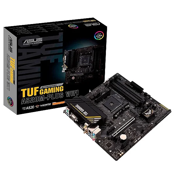 Placa Mae AMD (AM4) Asus TUF Gaming A520M-Plus WI-FI , DDR4, Usb 3.1, Hdmi, DP, Vga