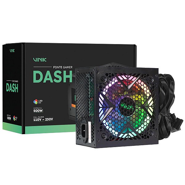 Fonte Gamer Dash 500W Preto Com Fan Led Rgb - Vfg500Wpr