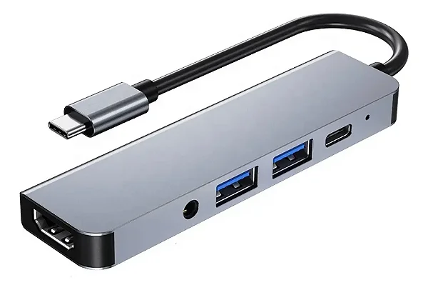 Hub USB-C - 5 X 1 - 1xUsb-A 2.0 - 1xUsb-A 3.0 - 1Usb-C, 1xPD  -  1 Hdmi 4k - TOMATE   MTV-615
