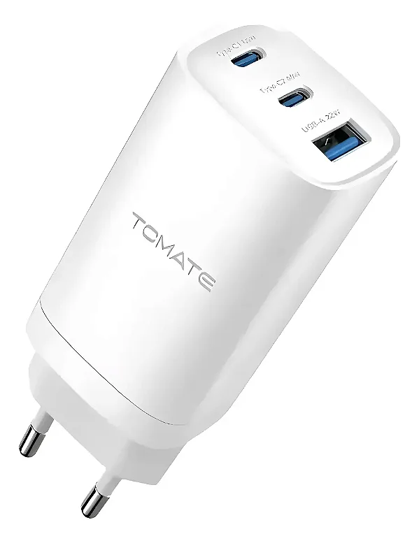 Carregador Turbo  2 USB-C + 1 USB 65W  TOMATE -  TT-6532