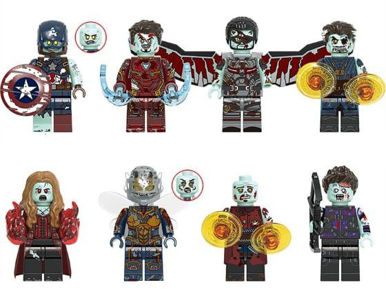Conjunto 8 Personagens Vingadores Zumbis