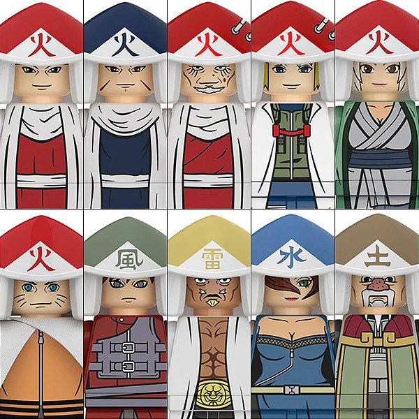 Conjunto com 10 Personagens Hokages Naruto