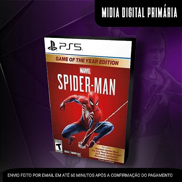 Spider Man: Game of the Year Edition Ps5 Mídia Digital (Primária) (Retrocompatível)
