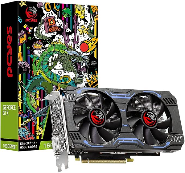 PLACA DE VIDEO NVIDIA GEFORCE GTX 1660 SUPER GDDR6 6GB 192BITS DUAL-FAN GRAFFITI SERIES - PA1660S6GR6DF – PCYES, Cor: Preto