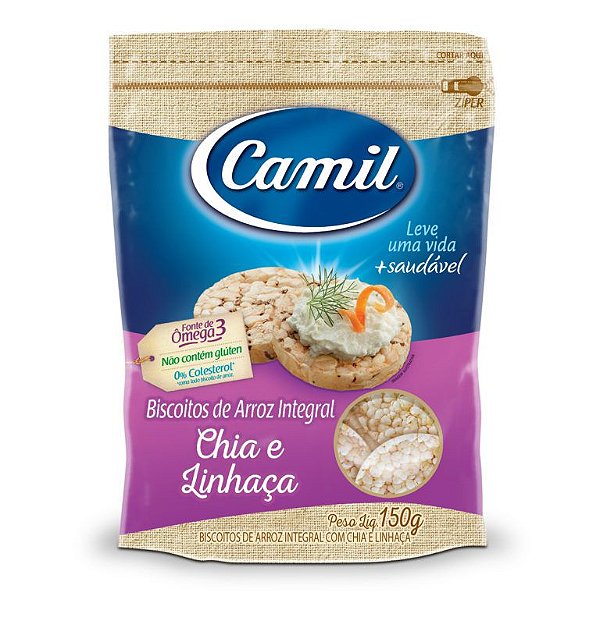 BISCOITO DE ARROZ INT. CHIA E LINHAÇA - 150G - CAMIL