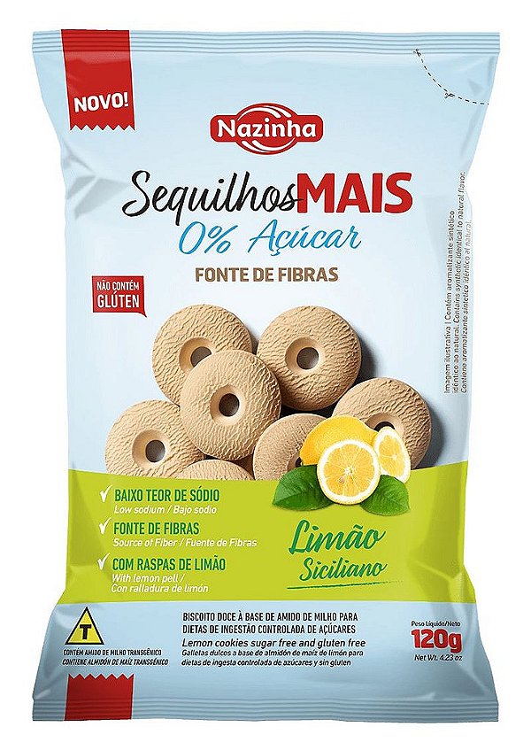 SEQUILHOS MAIS FIBRA ZERO LIMAO SICILIANO - 120G - NAZINHA