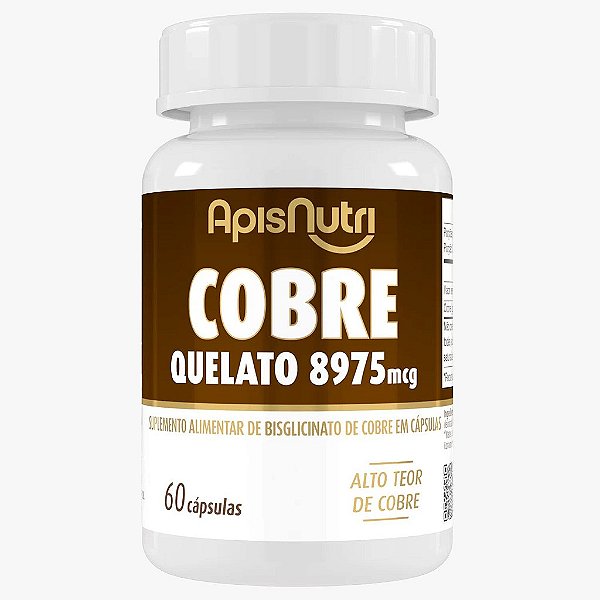 COBRE QUELATO - 6 CAPS DE 8975 MCG - APISNUTRI