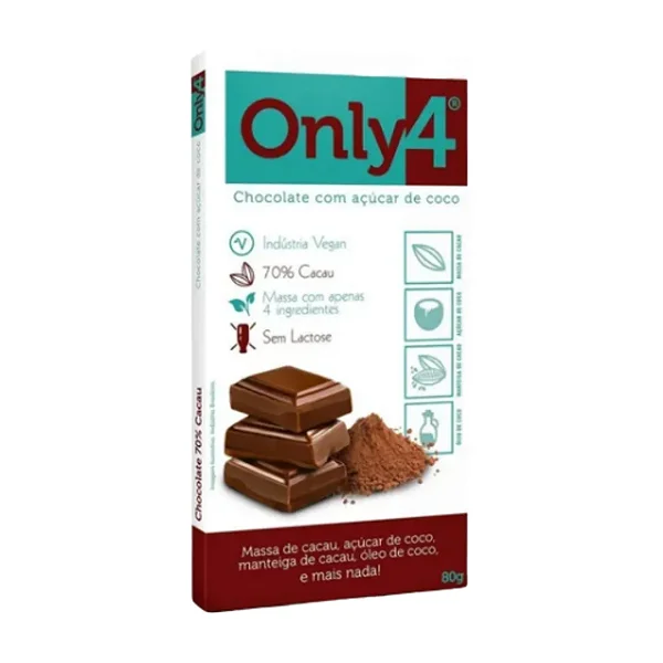 CHOC C/AÇUCAR DE COCO - 70G - ONLY4