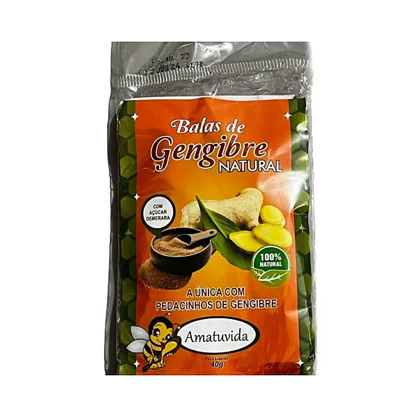 BALAS DE GENGIBRE NATURAL - 40G - AMATUVIDA