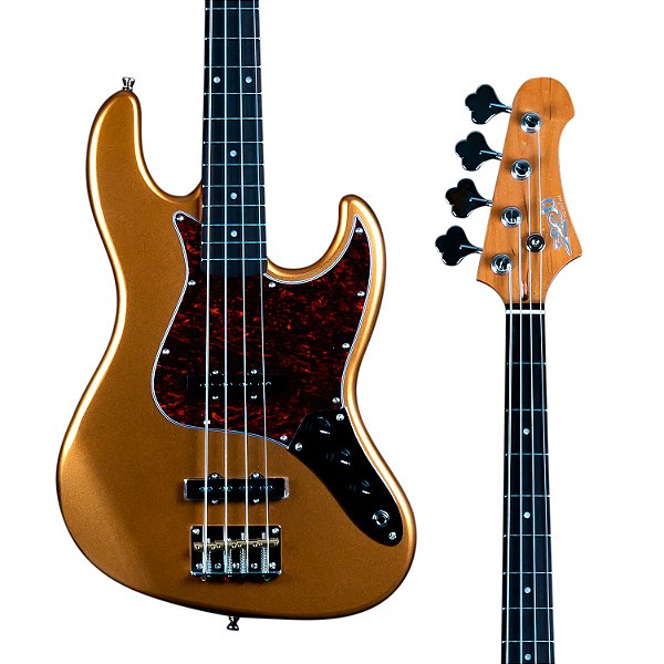 CONTRABAIXO JET JJB-300 GD R GOLD – 4C, POPLAR ROASTED, BRAÇO MAPLE ROASTED/ROSEWOOD