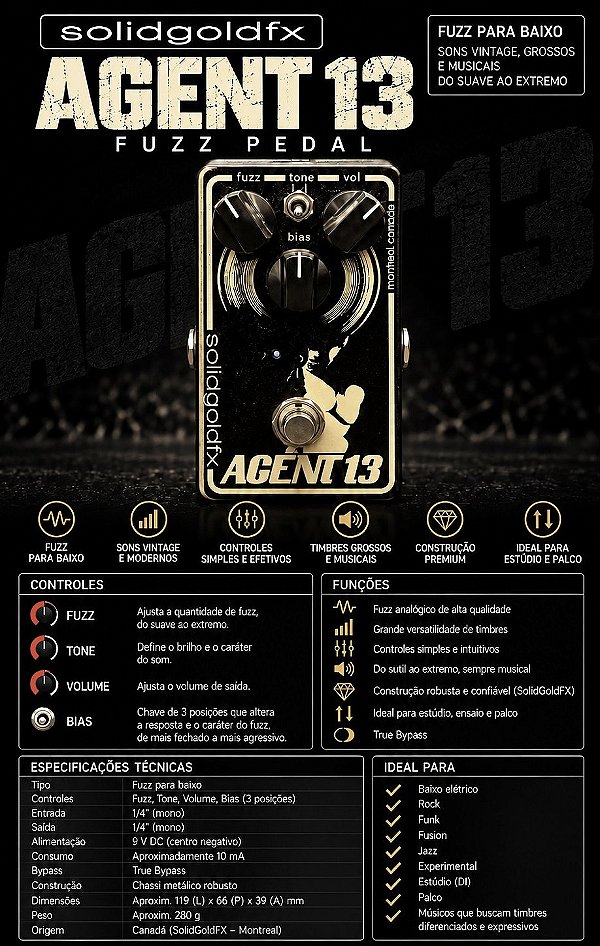 Pedal Solidgoldfx Agente 13 Fuzz