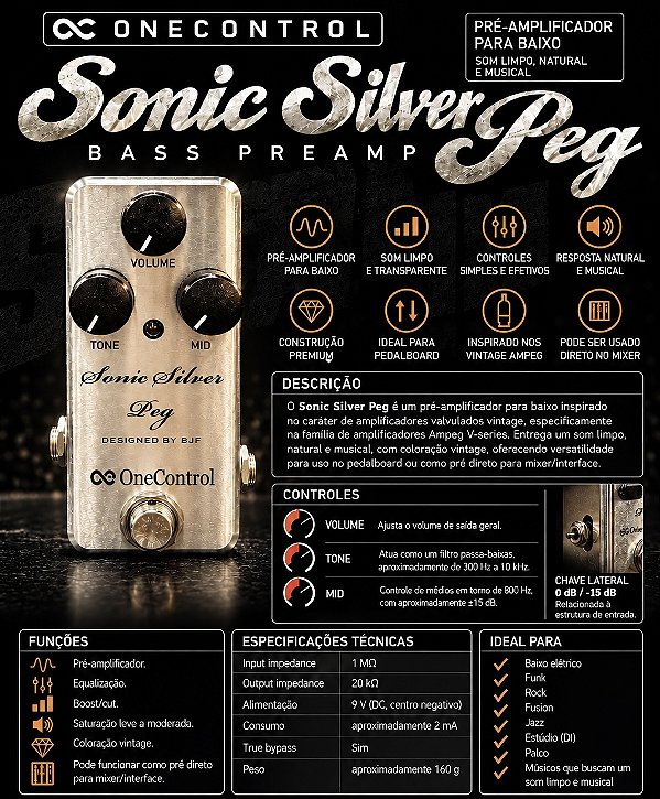 Pedal Pre-Amp Onecontrol Sonic Silver Peg