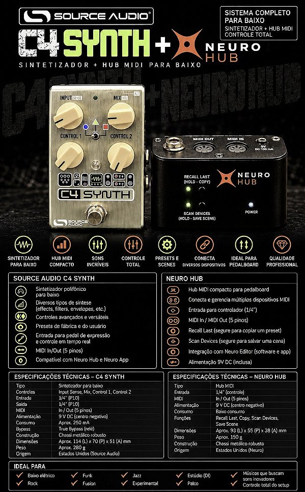 Pedal Sintetizador C4 Synth + Neuro Hub