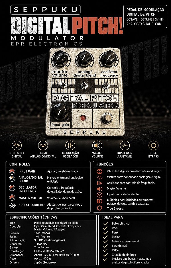 Pedal Digital Pitch Modulador - EPR Eletronics