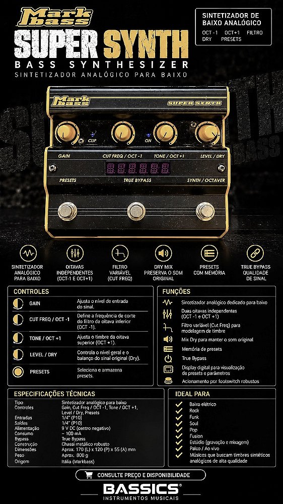Pedal Super Synth - Sintetizador Analógico - MarkBass