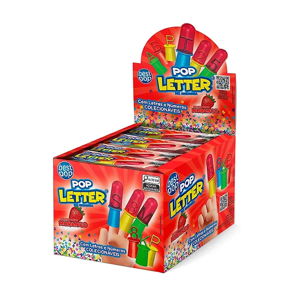 POP LETTER MORANGO COM 24 UNIDADES