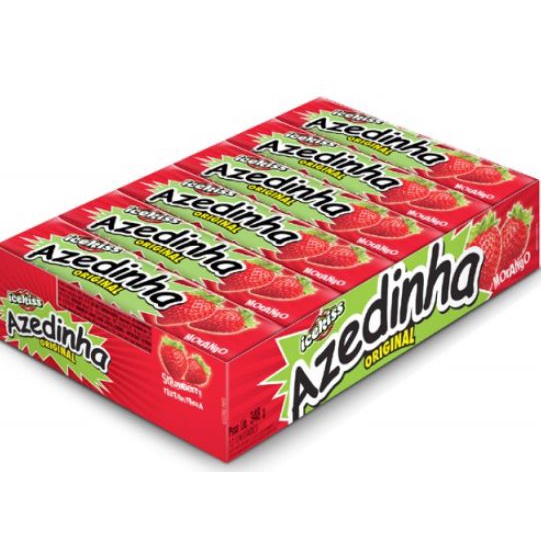BALA ICEKISS AZEDINHA SABOR MORANGO COM 12 UNIDADES