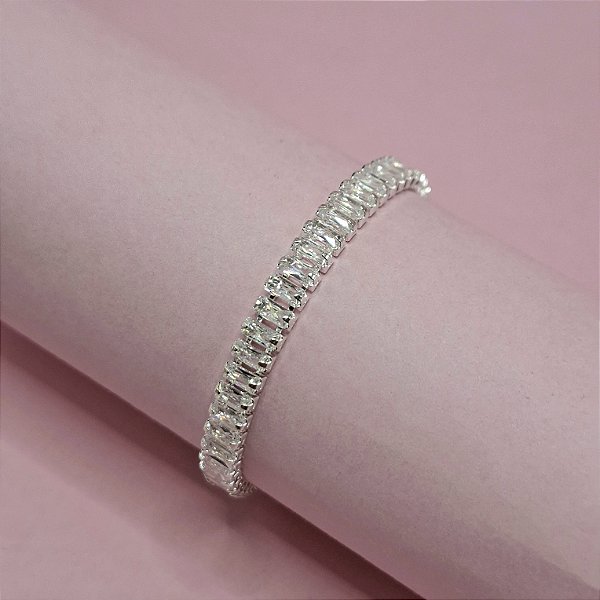 17- Pulseira Riviera Luxo Cristal 5mm - Prata