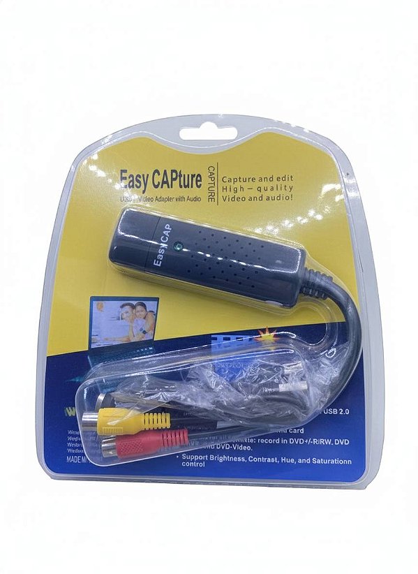 Placa de Captura de Vídeo e Áudio USB 2.0 EasyCap - Digitalize Fitas VHS para PC/Notebook