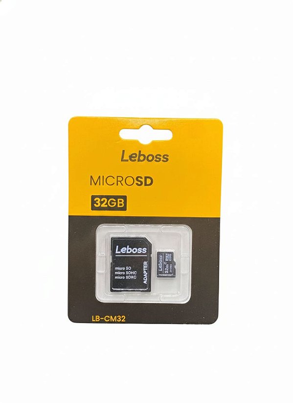 Cartão de Memória Micro SD 32GB, 16GB e 8GB Leboss com Adaptador SD - Classe 10