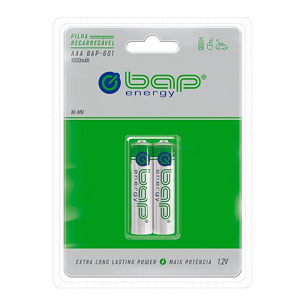 2 Pilhas Recarregáveis Aaa 1.2v 1000mah Bap601 (1 Cart) [F108]