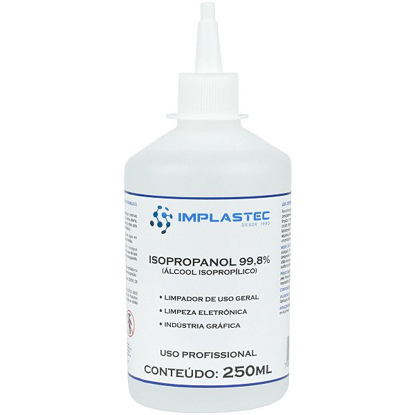 álcool Isopropílico 250ml C/ Bico Aplicador Implastec [F083]