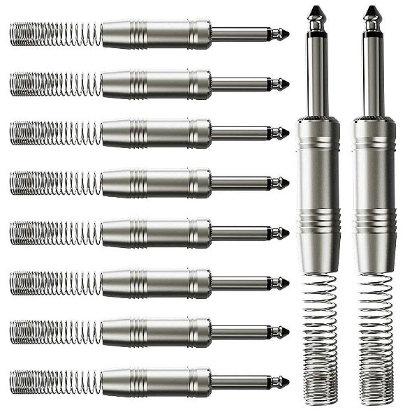 Conector P10 1/4 Ts Metal Nickel Com Mola Wc 244/ts Wireconex 10 Unidades [F108]