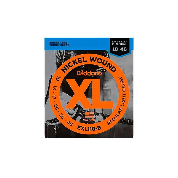 Cordas Para Guitarra D Addario Xl Nickel Wound Exl110-b .010-.046 Com Corda Extra Pl010  [F108]
