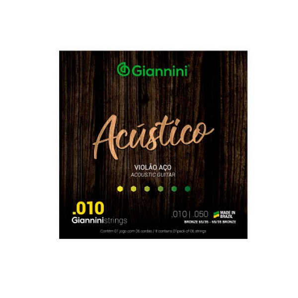 Encordoamento Giannini P/violão Aço Bronze 65/35 0.010" Geswam [F108]