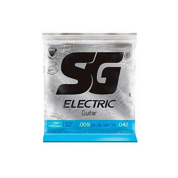 Encordoamento P/guitarra 009 Sg Extra Leve - Grátis: 1ª(mi) Extra + 1 Palheta [F108]