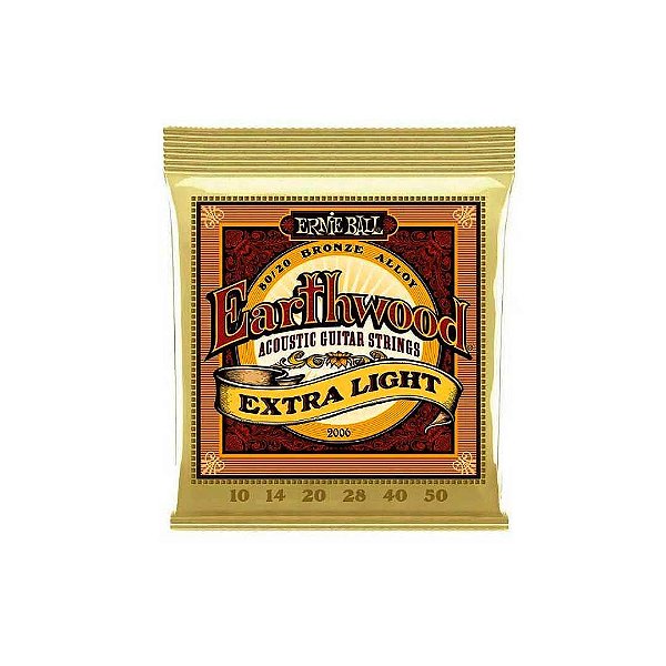 Encordoamento P/violão Aço Earthwood Extra Leve 80/20 Bronze Ernie Ball 010"-050" P02006 [F108]