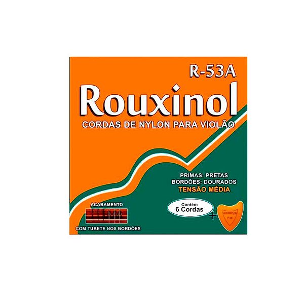 Encordoamento Violão Nylon-preto/dourada Tensão Média Rouxinol - R53a [F108]