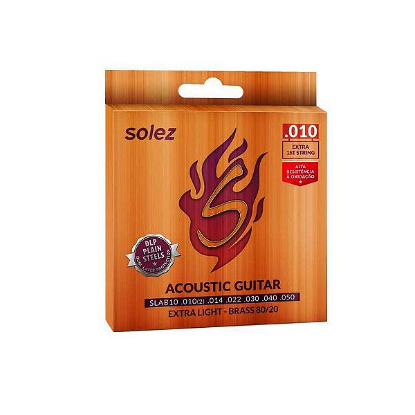 Jogo De Cordas P/violão Solez Brass 80/20 0.010"/0.050" Slab10 [F108]