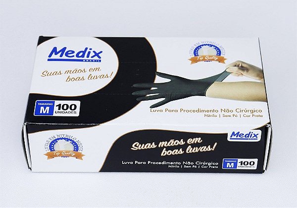 Luva Nitrilica Sem Po Preta G Cx Com 100un Medix [F083]