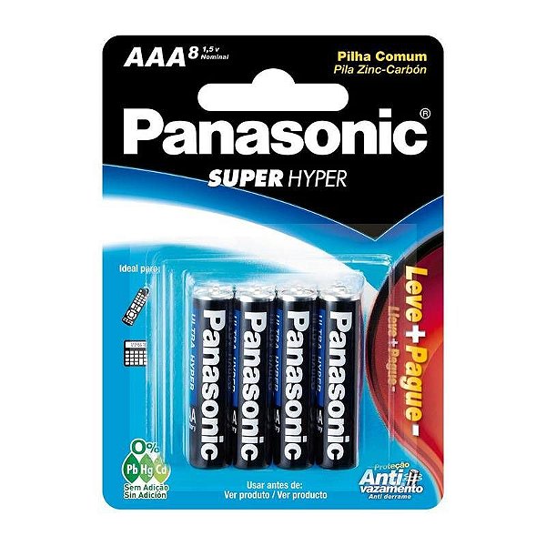 Pilha Comum Aaa Palito Panasonic Sm-8 R03ual/l8p6 [F108]