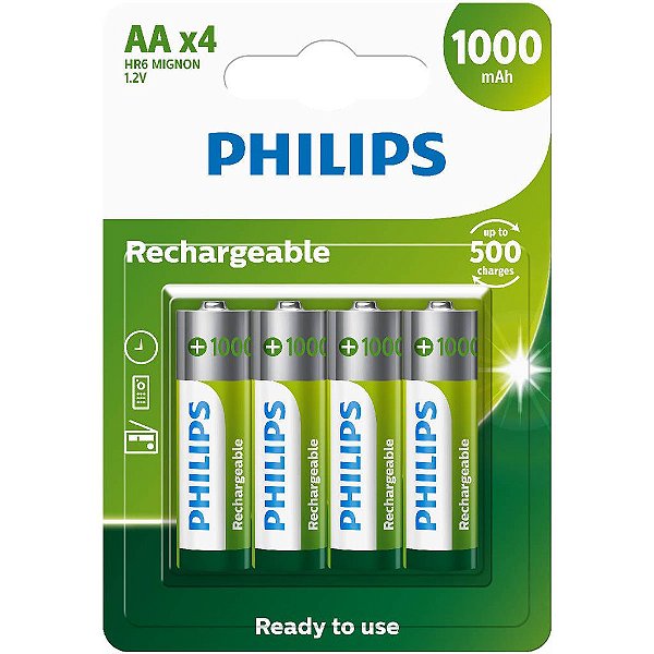 Pilha Recarregável Aa 1000mah Blister Com 4 R6b4rtu10/59 [F083]