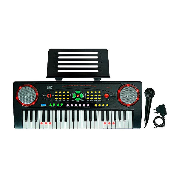 Teclado Infantil 44 Teclas Com Microfone - Preto [F108]