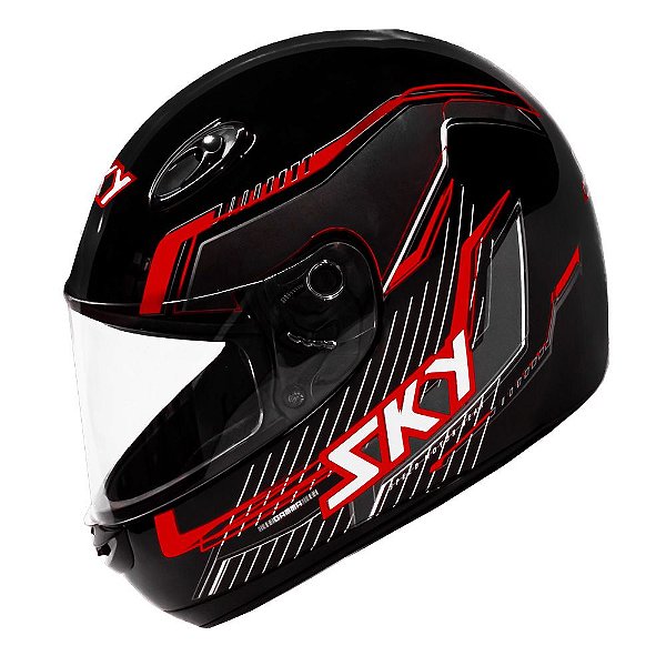 Capacete Sky Gamma Preto Brilho Transf Cinza/vermelho 58 [F083]